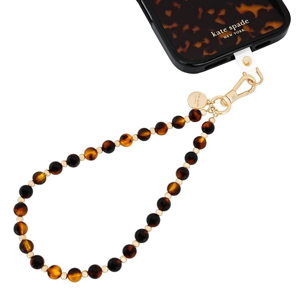 NWT Kate Spade New York Tortoise Bead Phone Charm Detachable Anchor Card Lanyard
